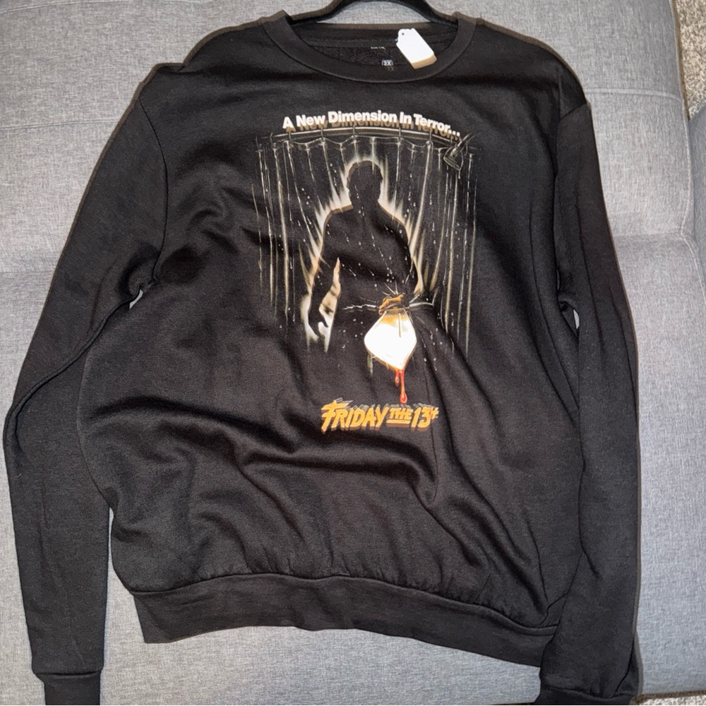NWT Friday The 13th Long Sleeve Shirt Horror Halloween Size 2XL Black